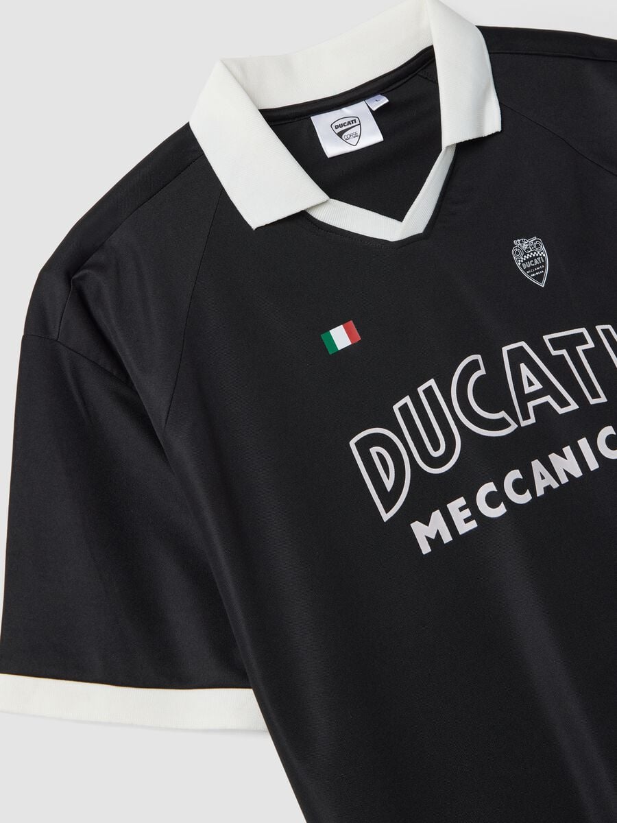 Black regular-fit T-shirt with contrast collar and Ducati lettering_5