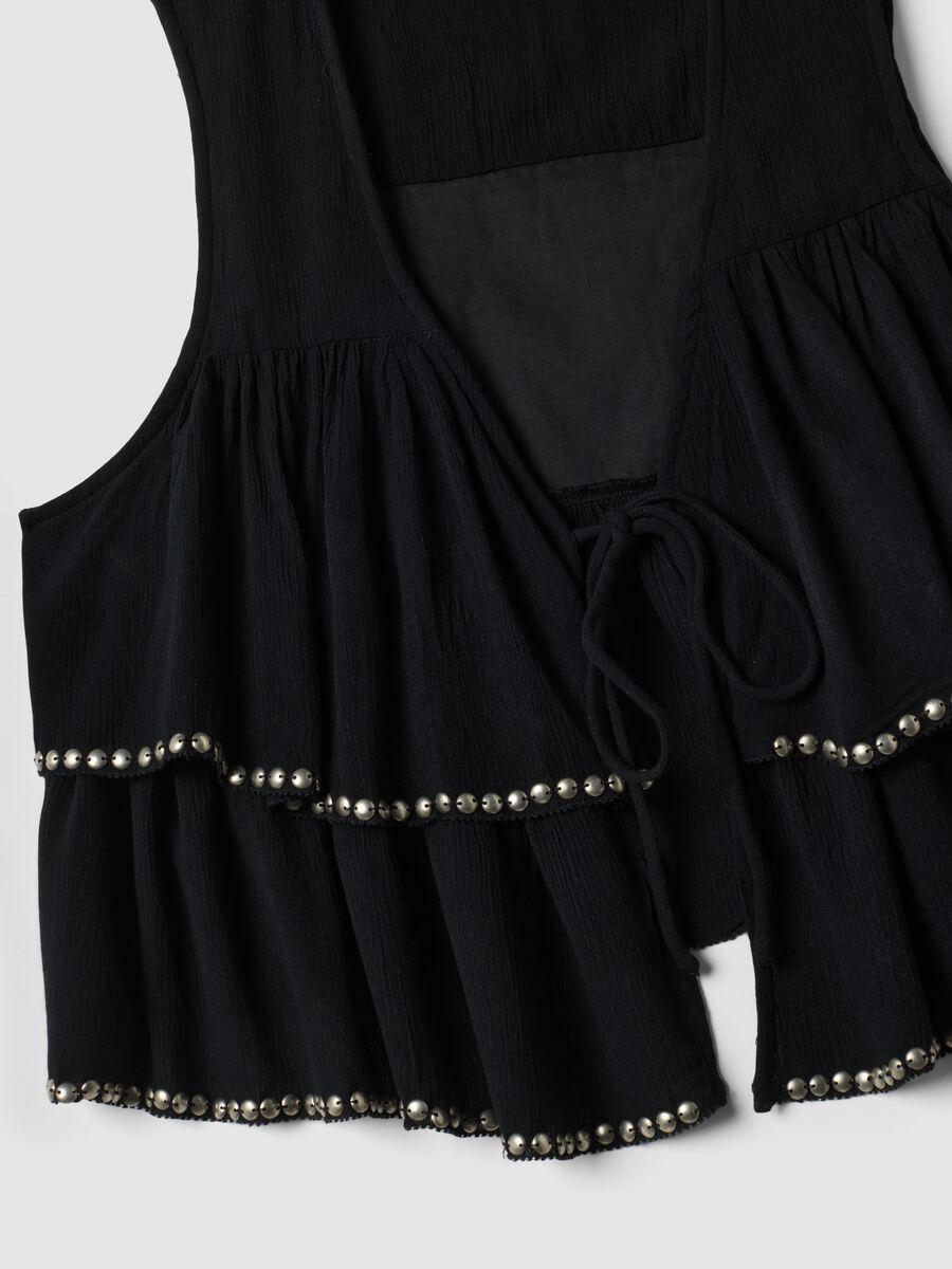 Black pure viscose gilet with ruffles_1
