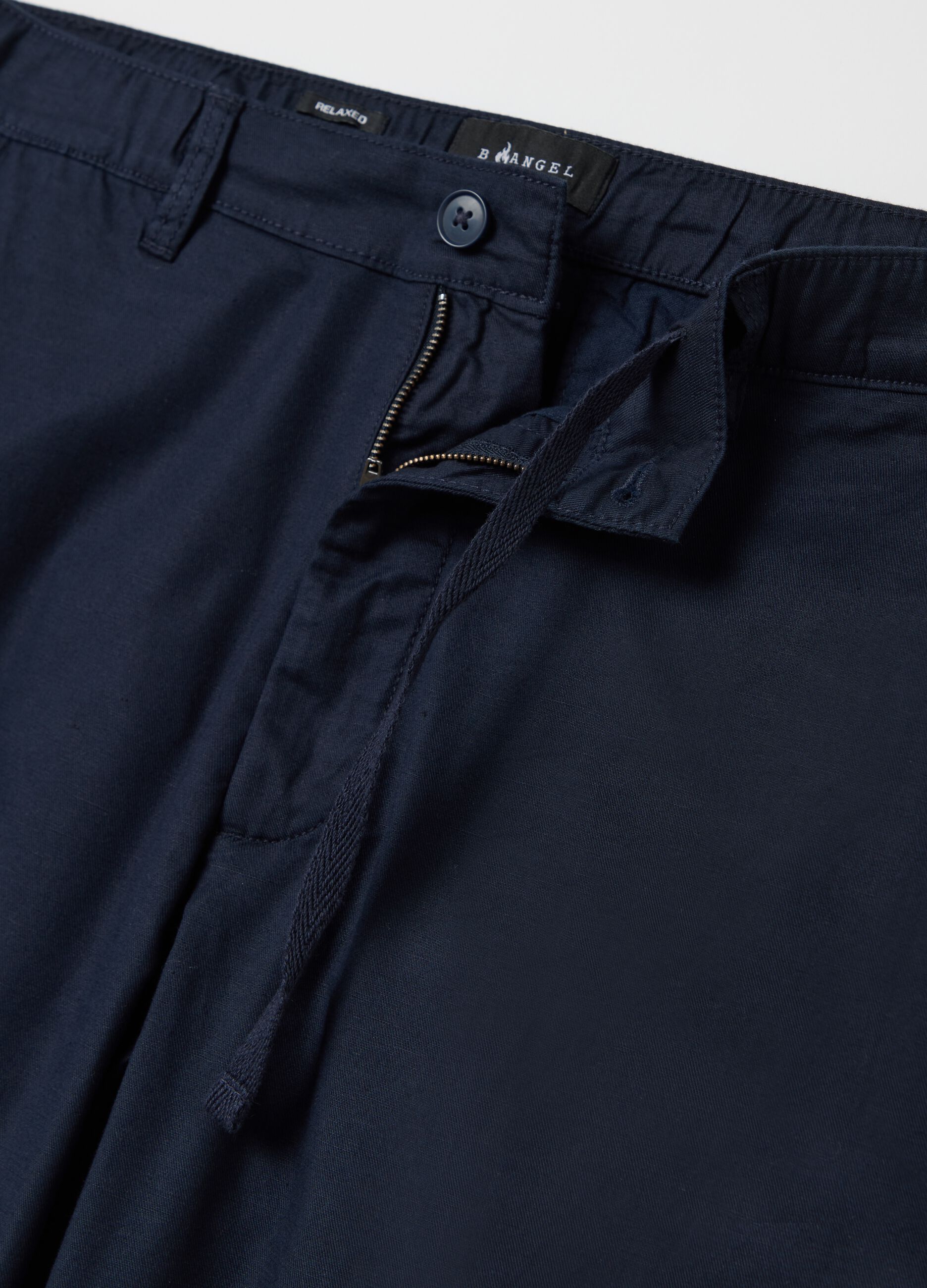 Blue relaxed-fit trousers in linen and viscose