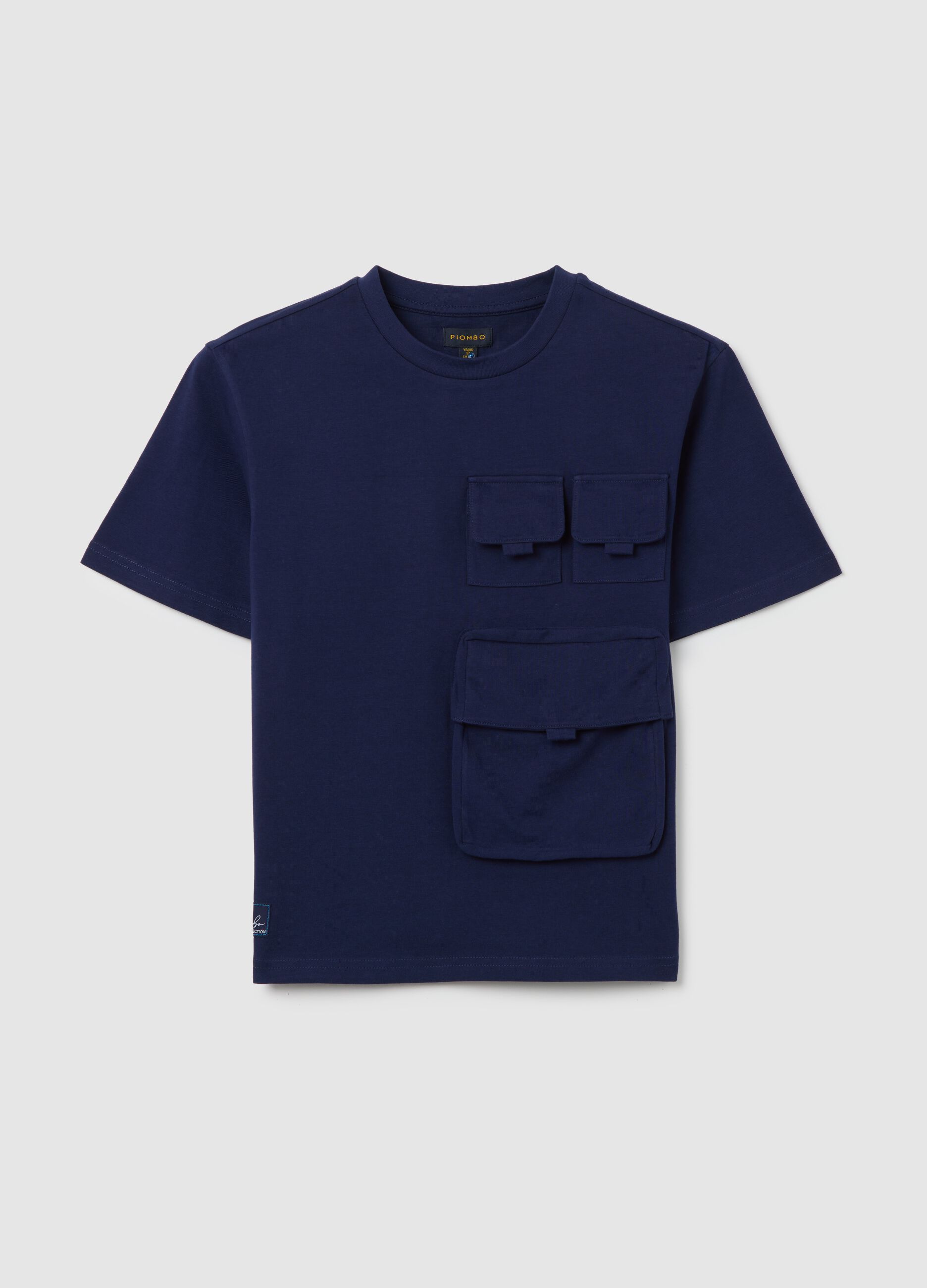 T-shirt blu navy con tasche