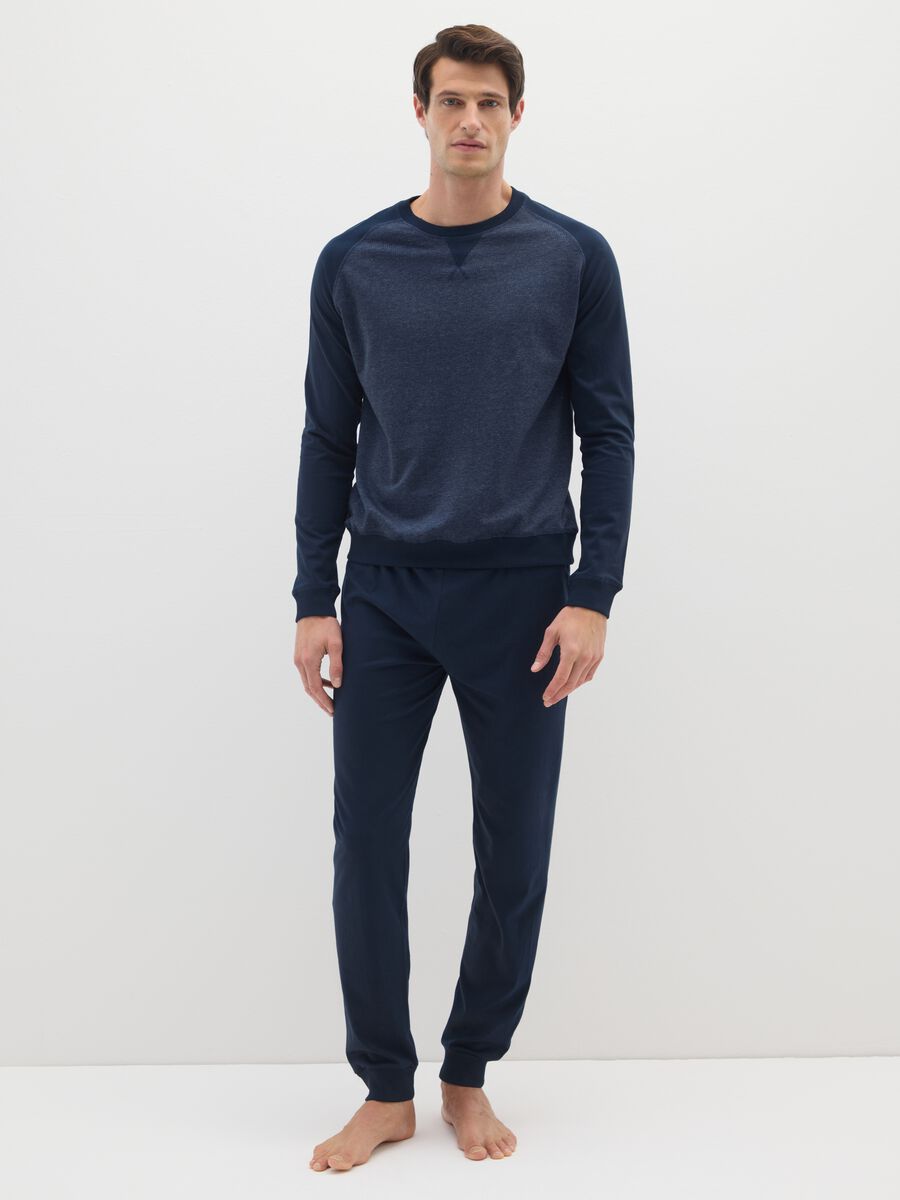 Blue cotton blend regular fit pyjamas_0