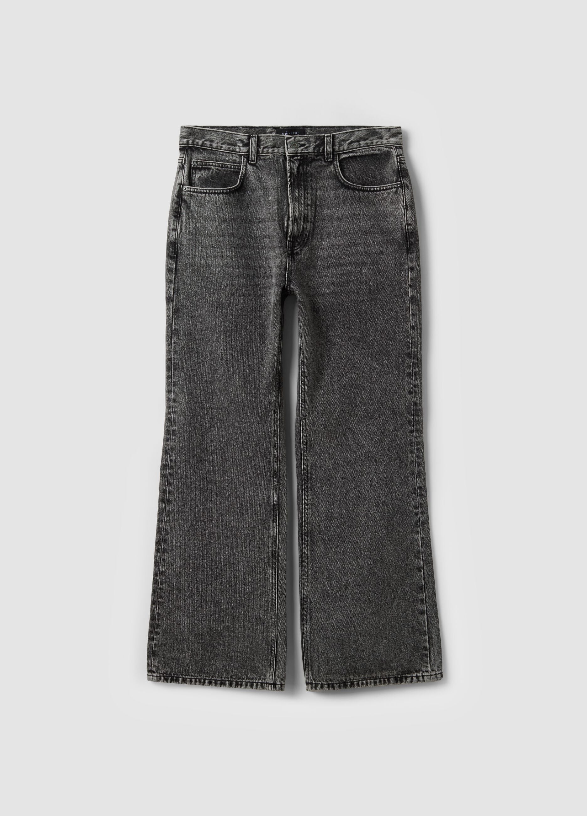 Grey denim jeans with flare fit in pure cotton