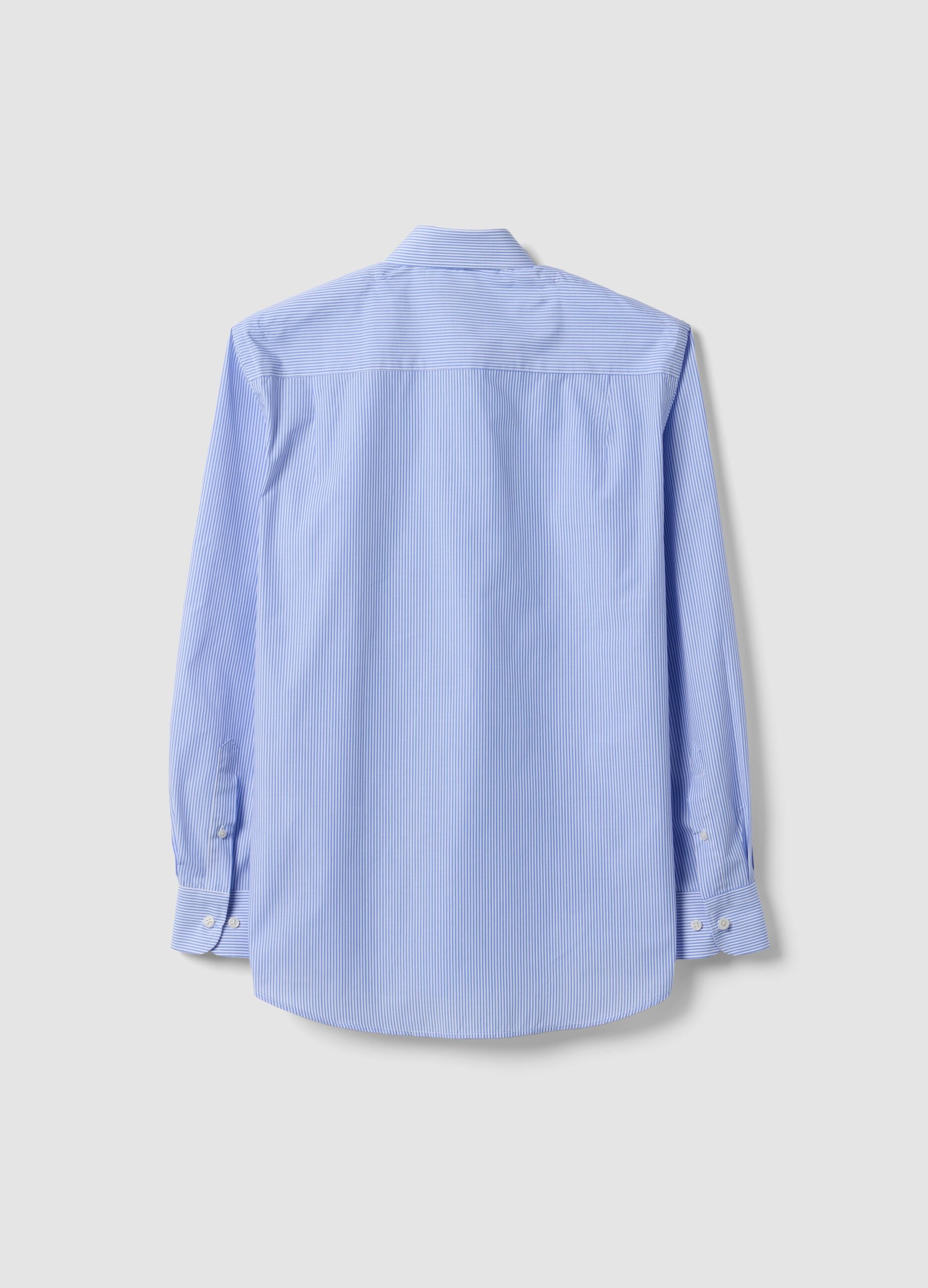 Blue striped cotton-blend shirt with button-down collar, easy-iron, regular fit