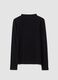 Black stretch viscose crew-neck T-shirt_4