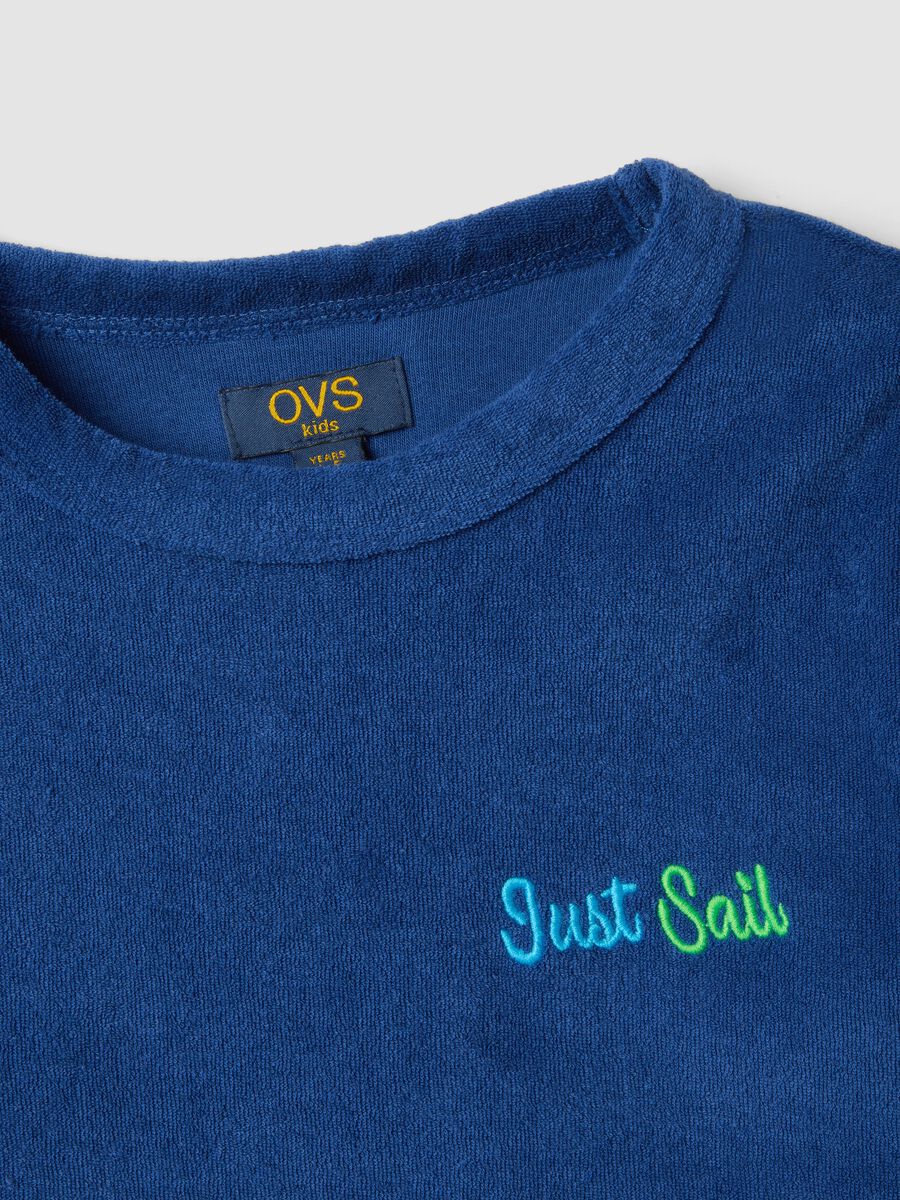 Blue short-sleeve cotton-blend T-shirt_2