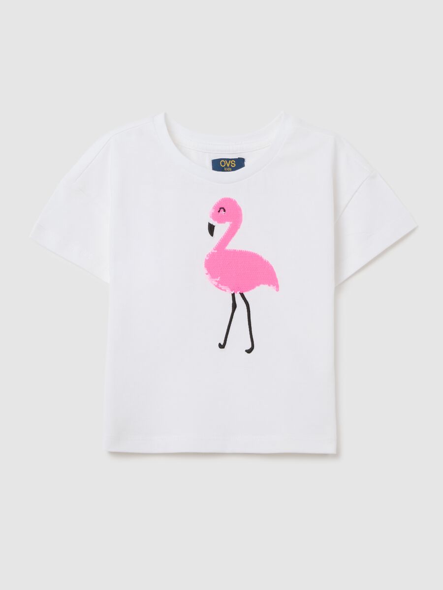 T-shirt da bambina in puro cotone bianca boxy fit con stampa _0