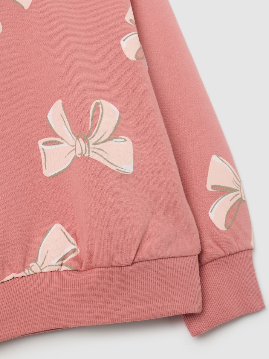 Girls' pink pure cotton sweatshirt, regular fit with crew neck_3