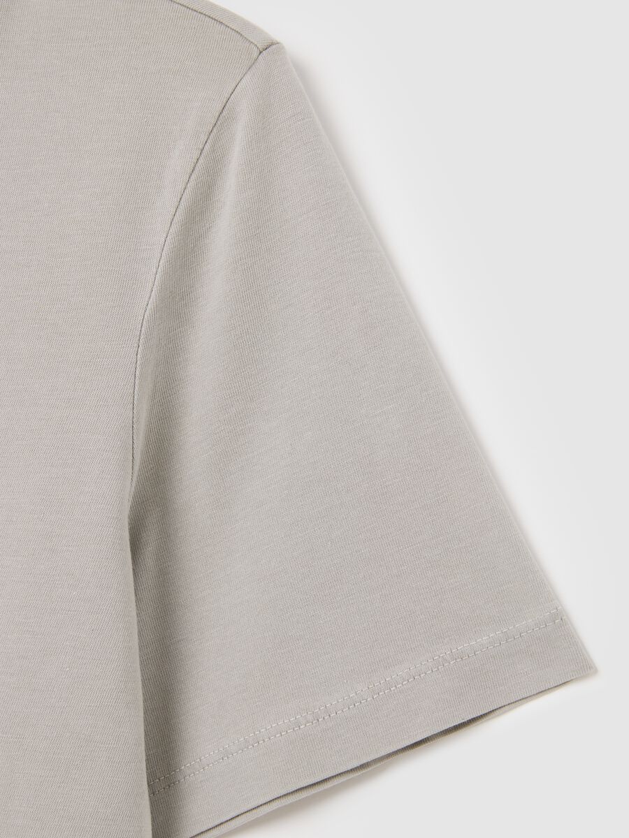 Women’s grey regular-fit T-shirt in 100% cotton with round neck_5