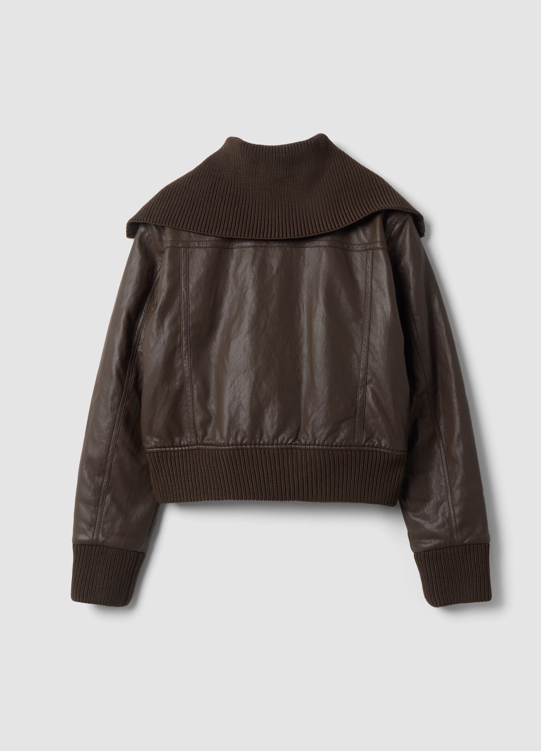 Brown viscose-blend jacket with zip