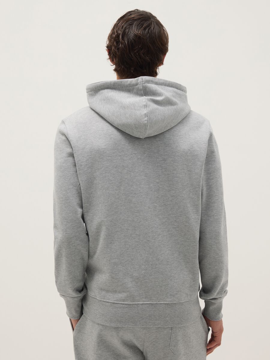 Grey cotton blend regular fit hoodie with zip_2