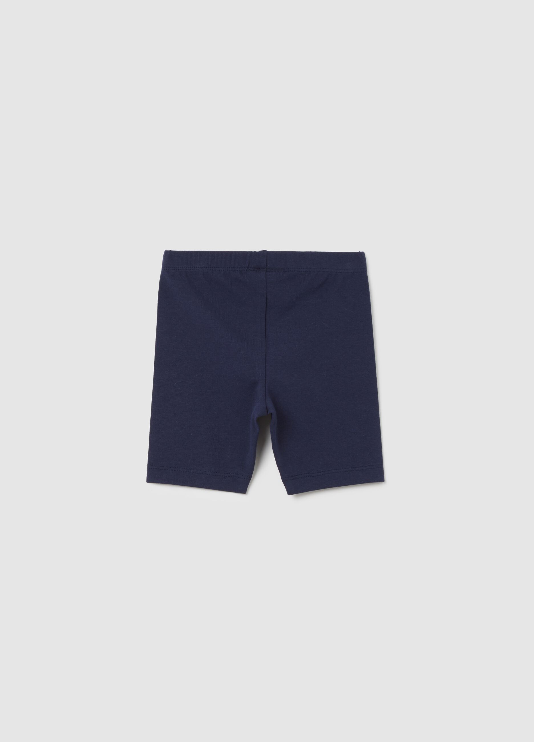Baby girl blue cotton-blend skinny fit shorts