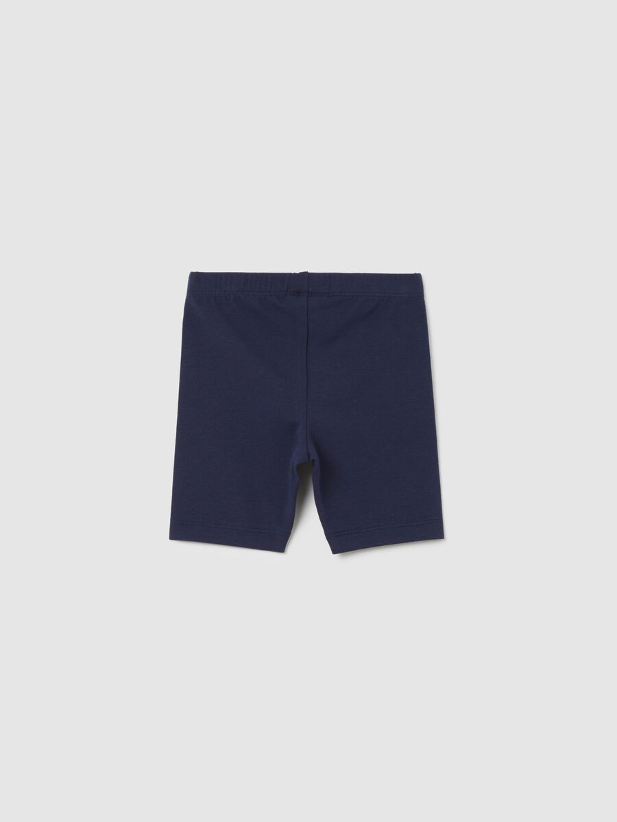 Baby girl blue cotton-blend skinny fit shorts_1