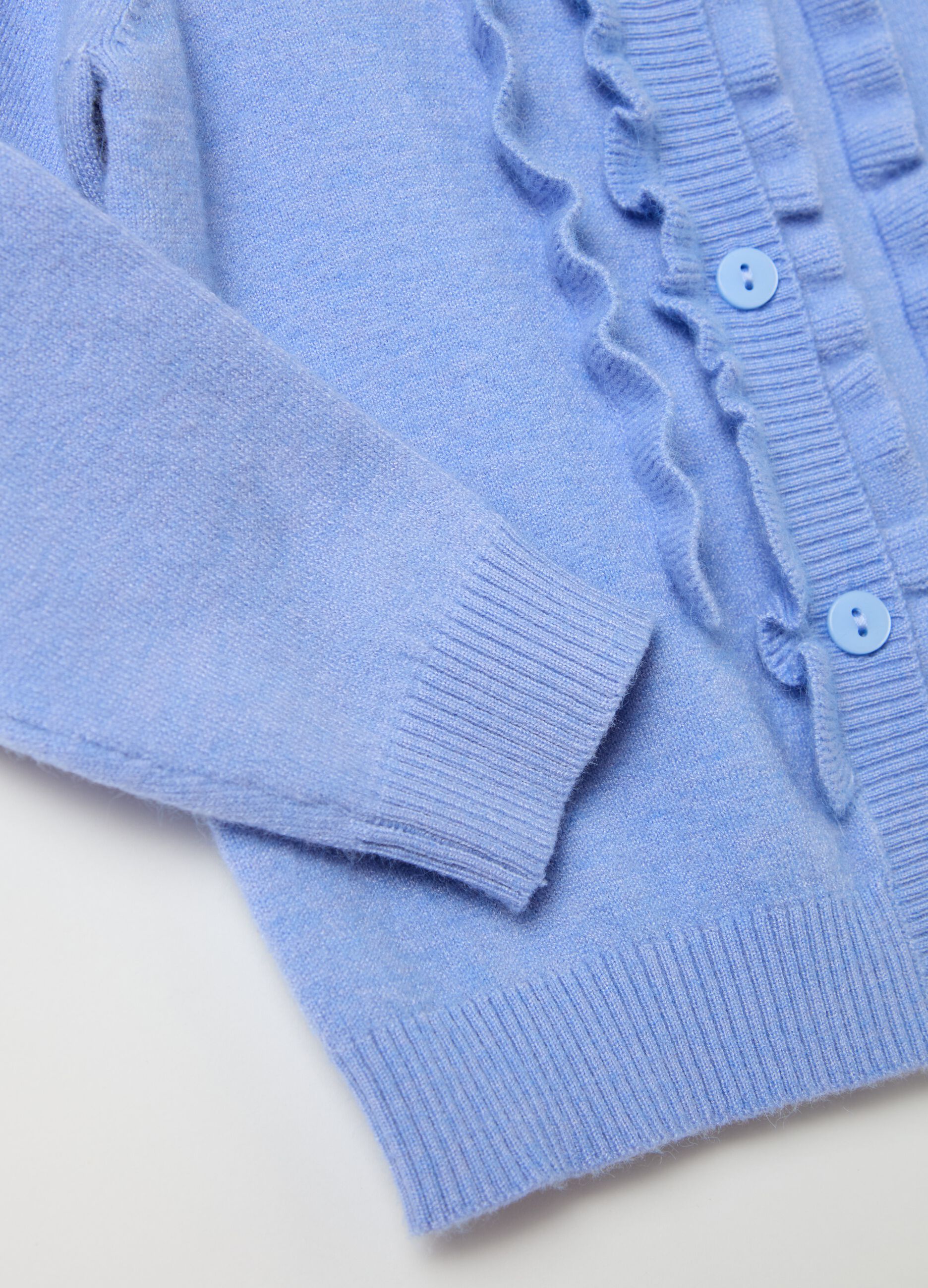 Cardigan with round neck and applications