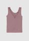 Canotta in viscosa elasticizzata rosa regular fit deep V con pizzo_0