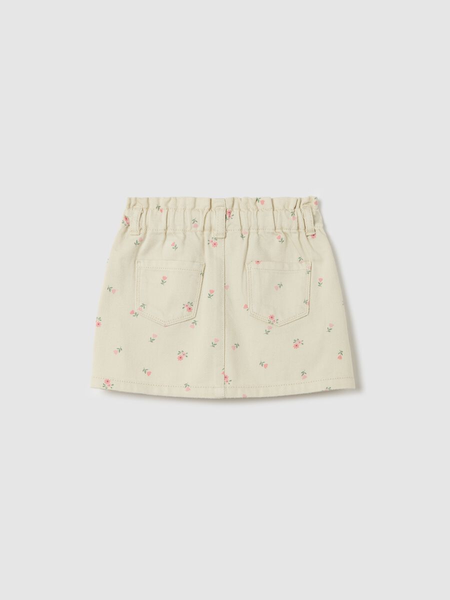 Drill miniskirt with small flowers print_1