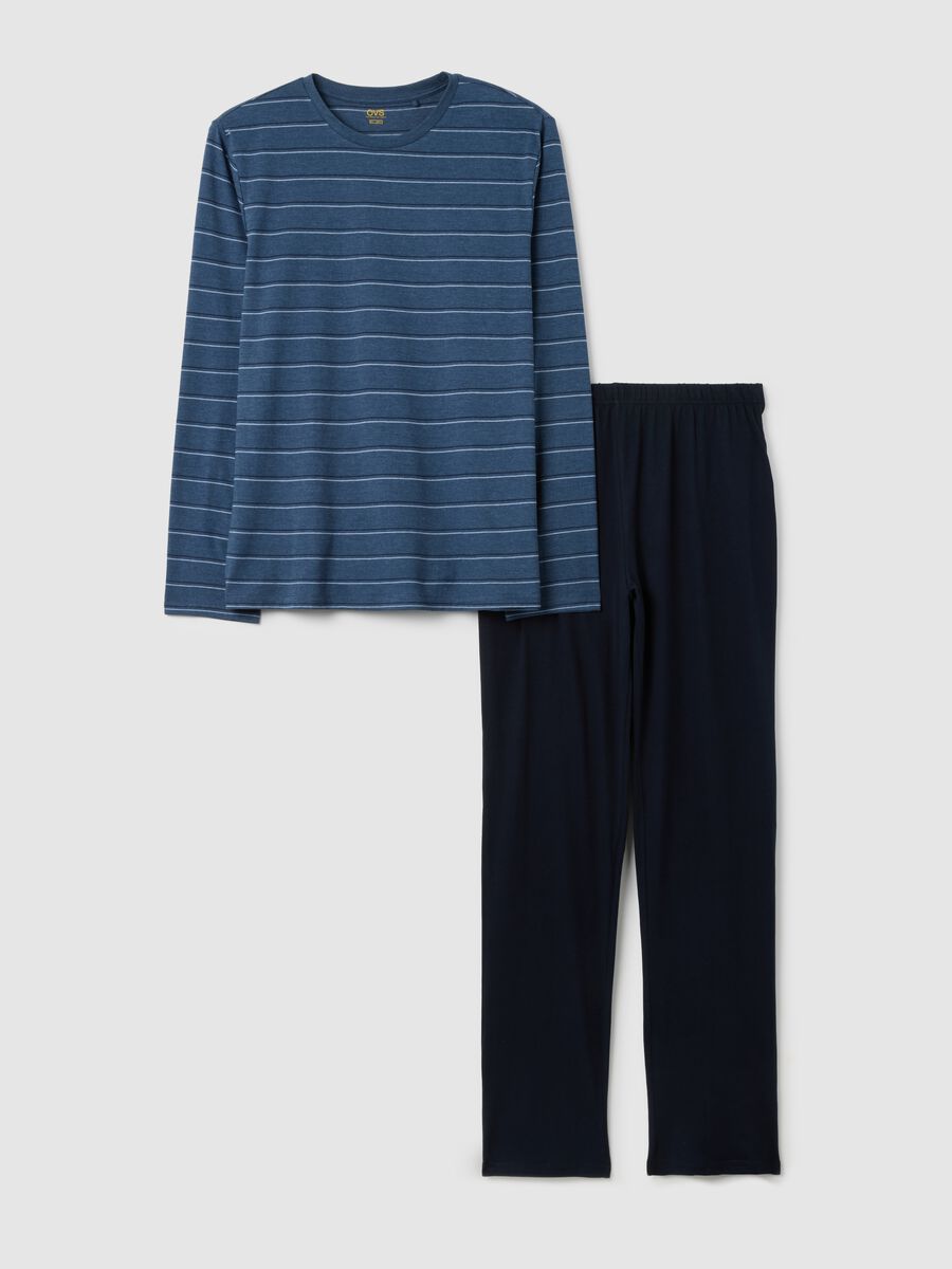 Pigiama a righe multicolor in puro cotone regular fit_0
