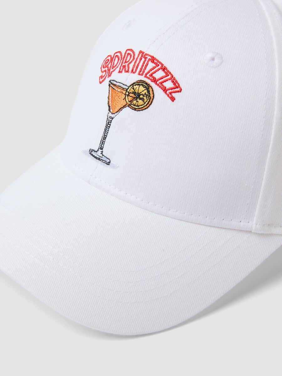 Cappello da baseball in puro cotone bianco con ricamo Spritz_1