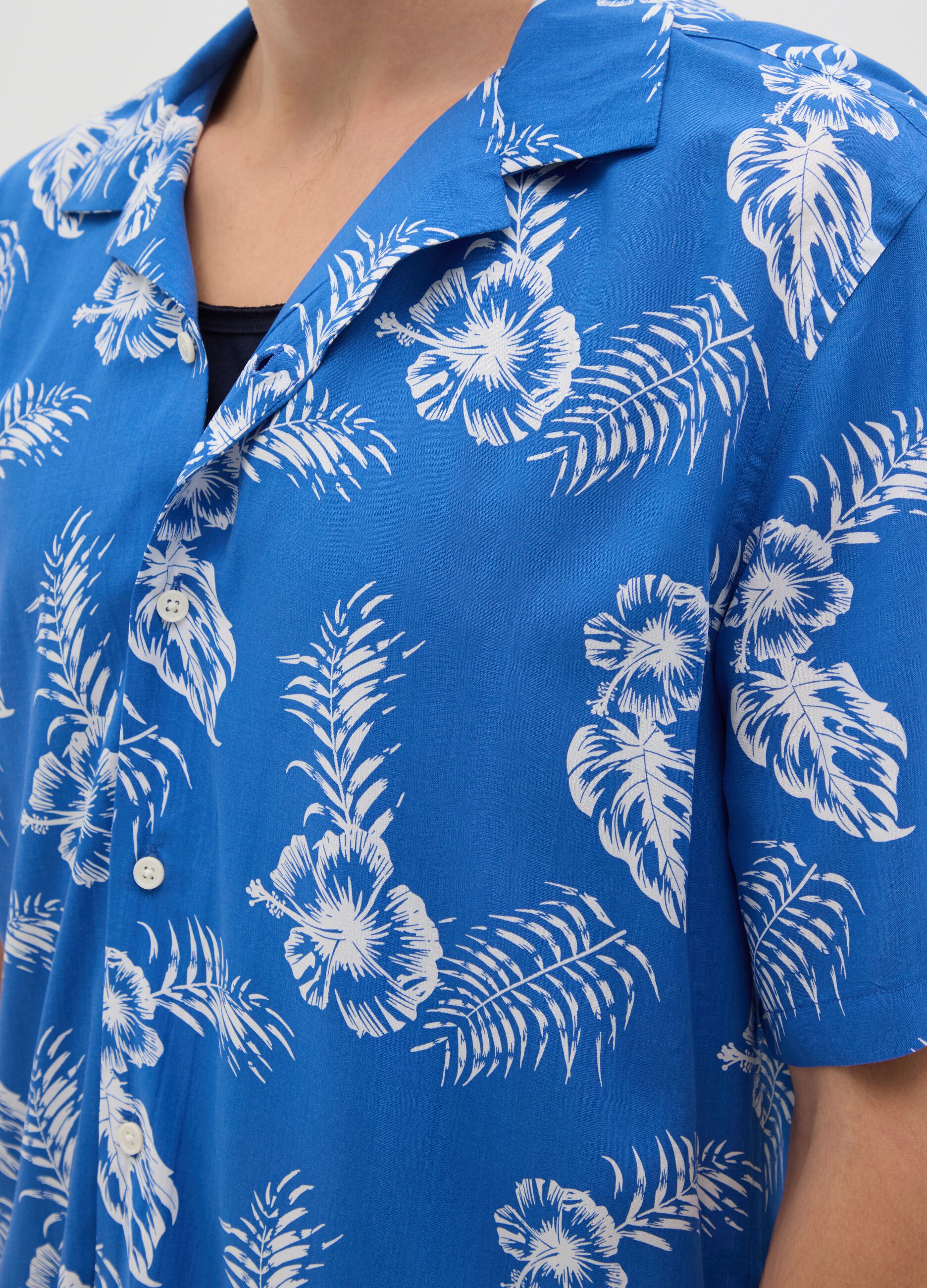 Men's multicoloured pure viscose oversized shirt
