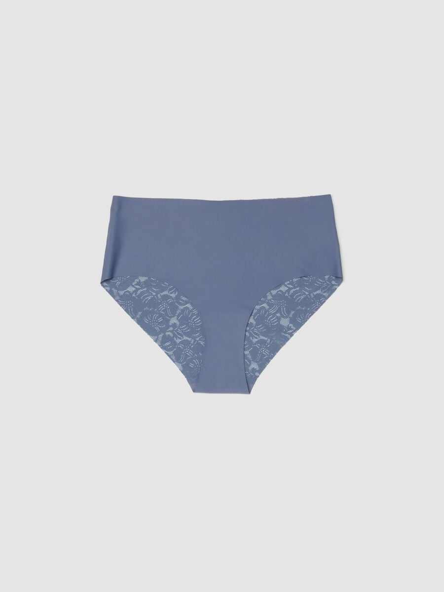 Blue regular fit briefs with lace back_4