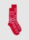 Red Elasticated Cotton Blend Christmas Socks_0