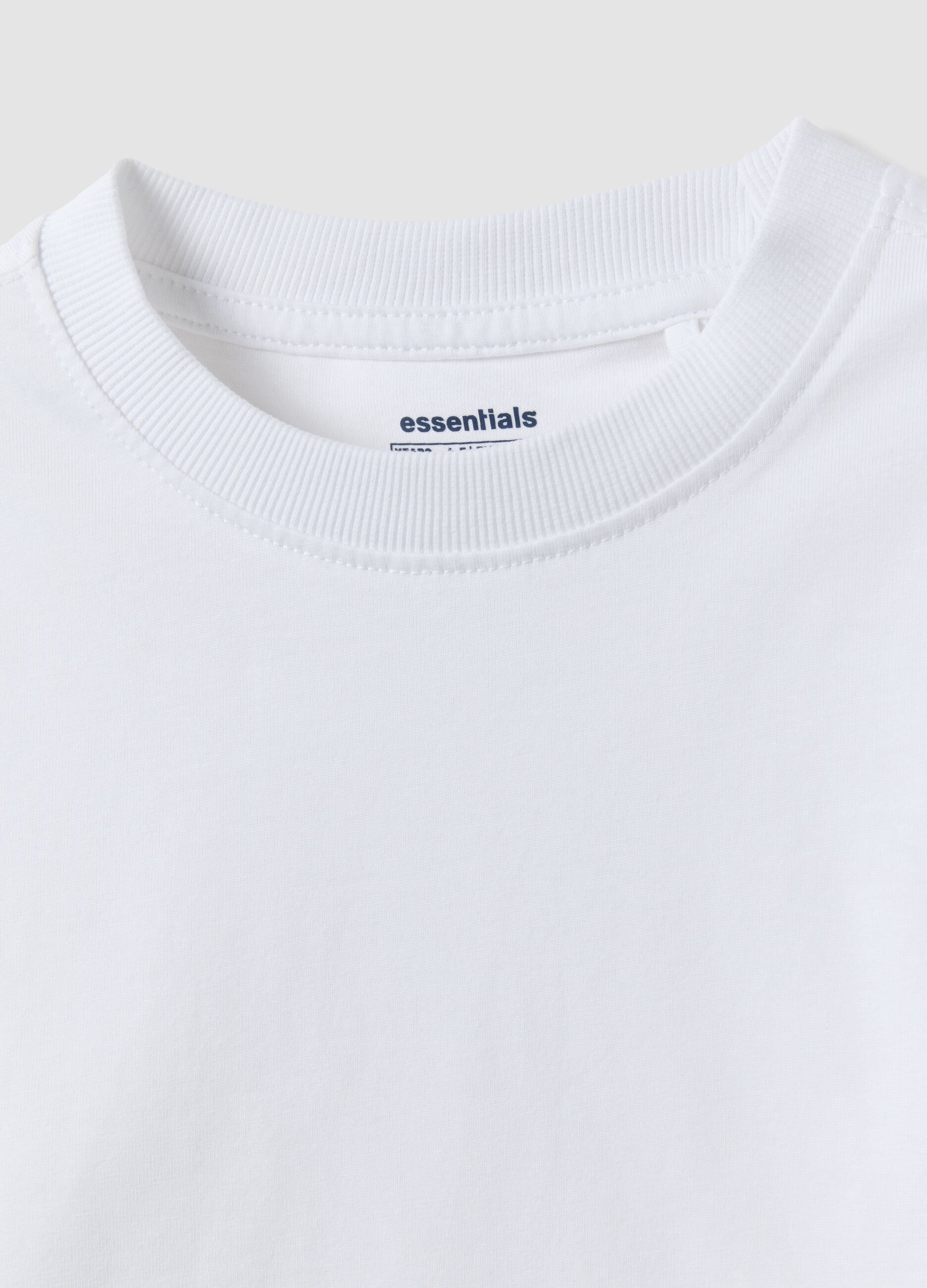 White pure organic cotton crew-neck T-shirt for boys, regular fit