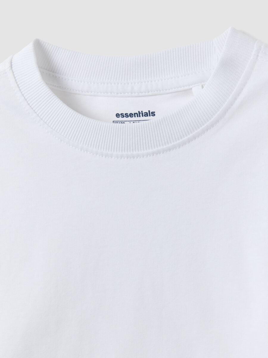 T-shirt bianca in puro cotone organico a girocollo per bambino regular fit_2