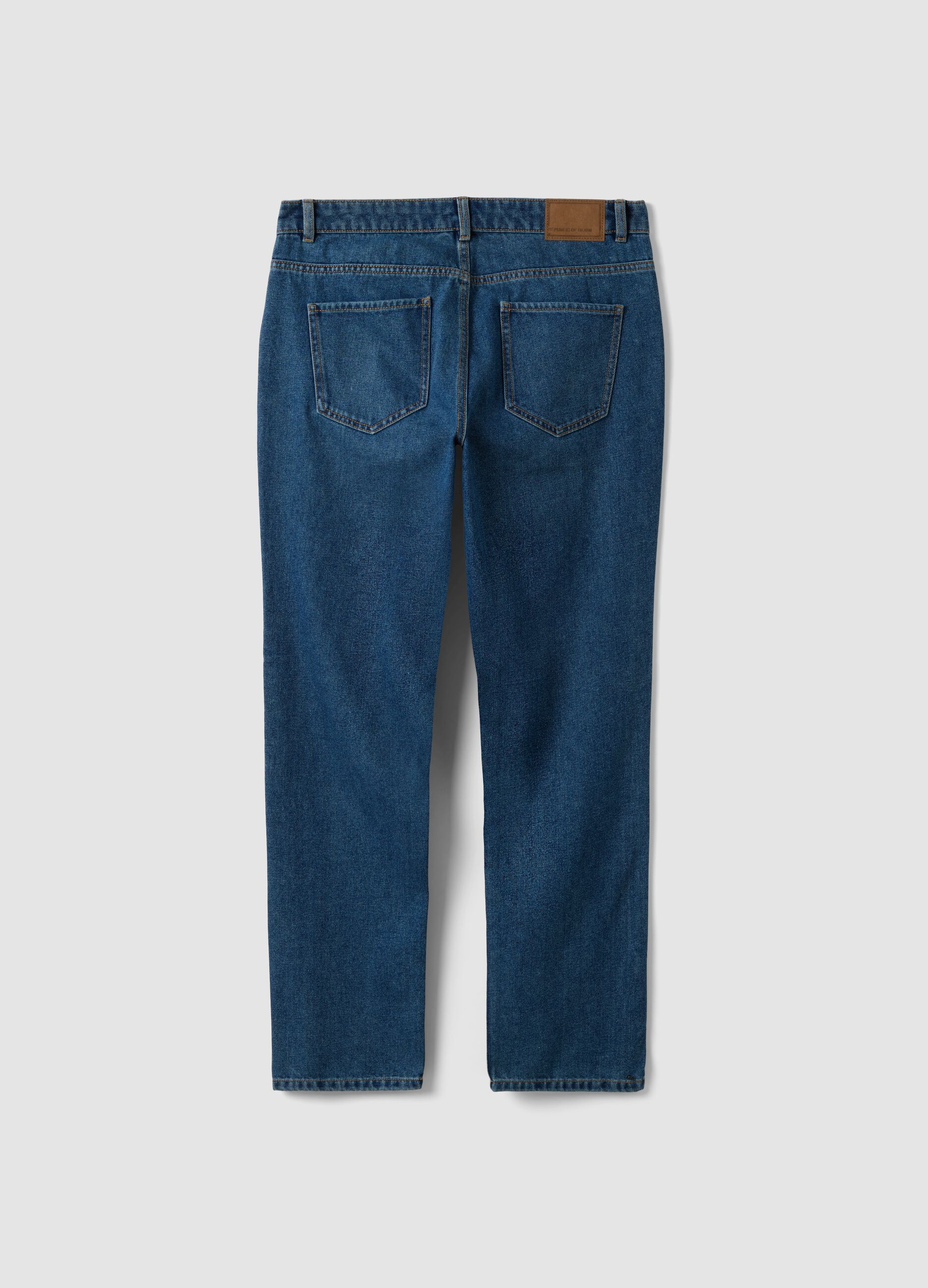 Jeans denim blu in misto cotone e viscosa regular fit