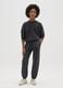 Girls' grey cotton blend joggers with regular fit_0