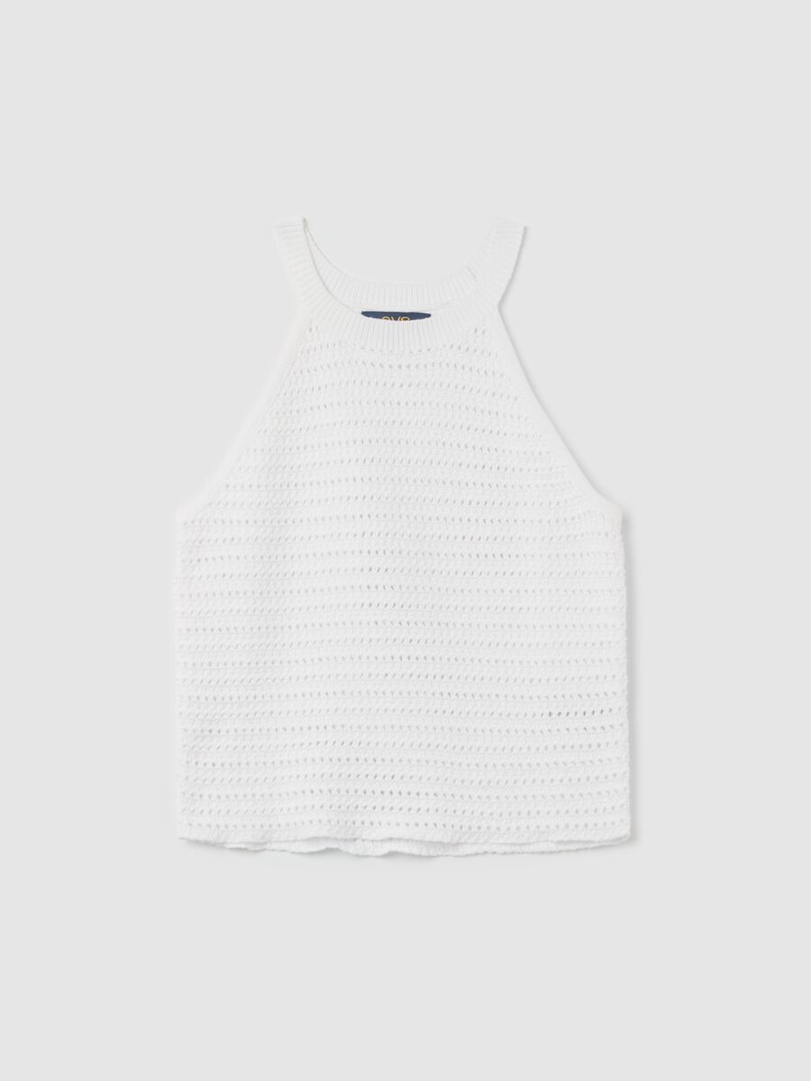 White openwork top with halter neck_4