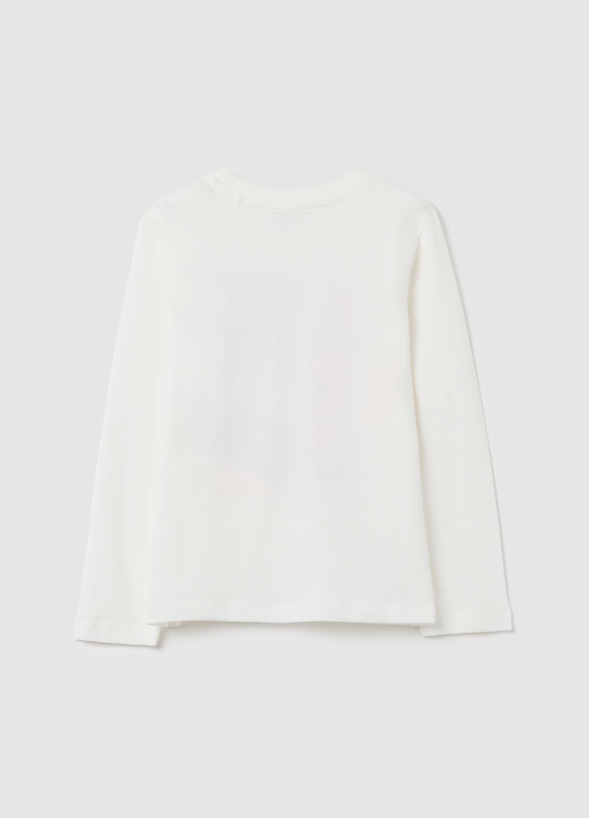 Girls' pure cotton white T-shirt with print