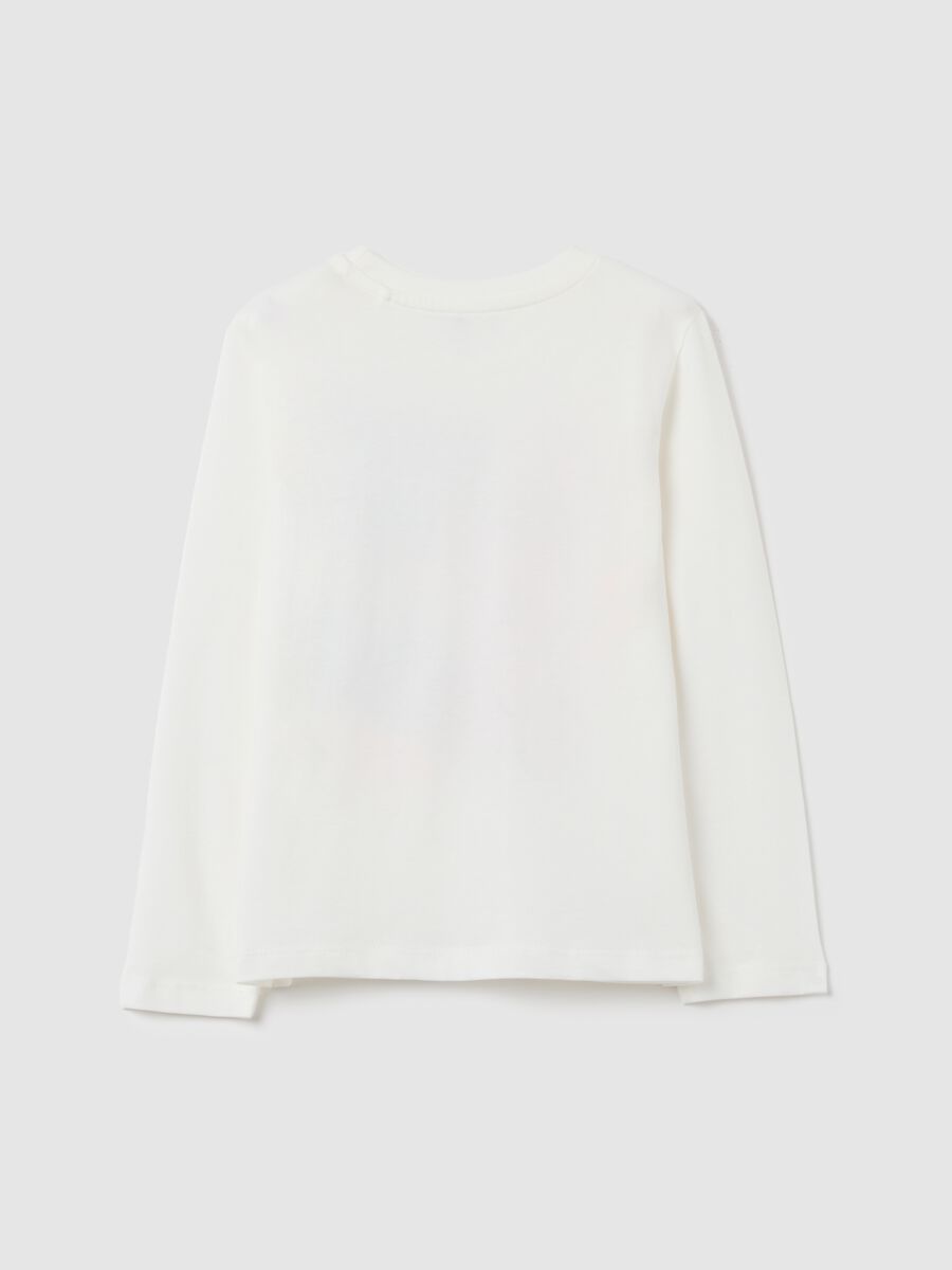 Girls' pure cotton white T-shirt with print_1