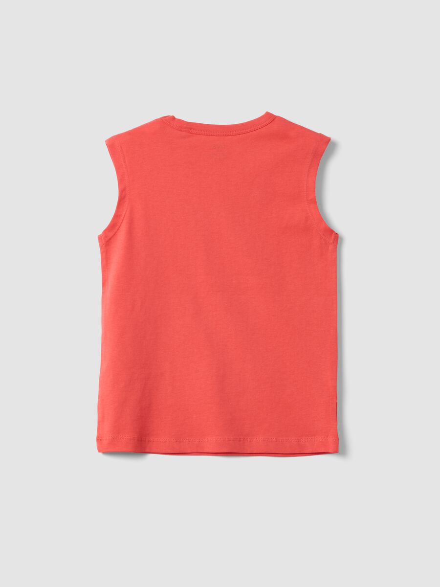 Red organic cotton printed vest top_1
