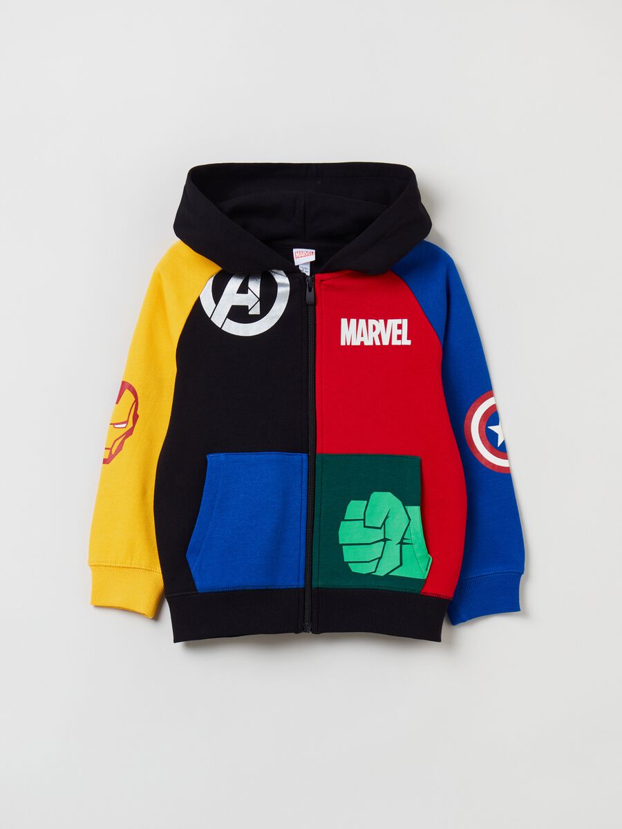 Full-zip con cappuccio stampa supereroi_0