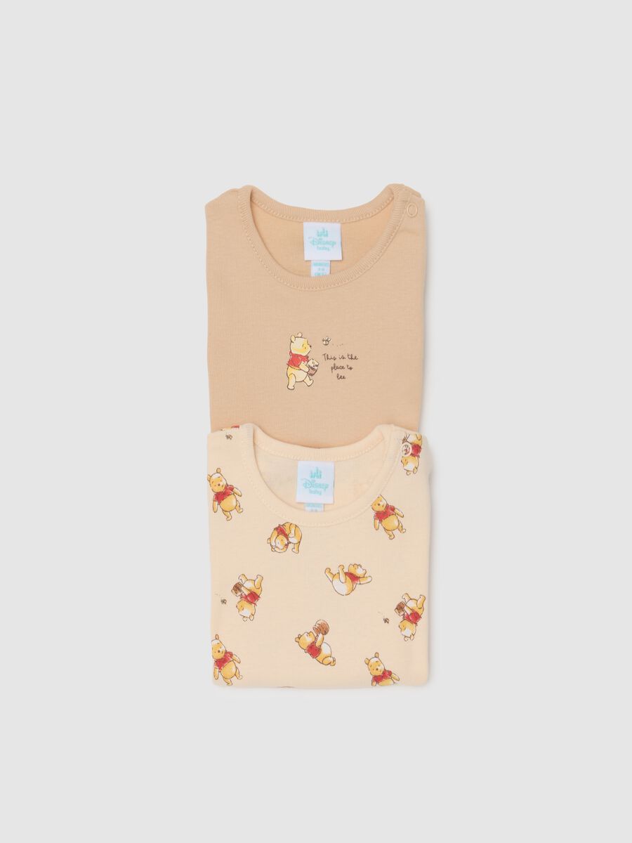 Unisex baby bodysuit in pure beige cotton with Winnie the Pooh print_2