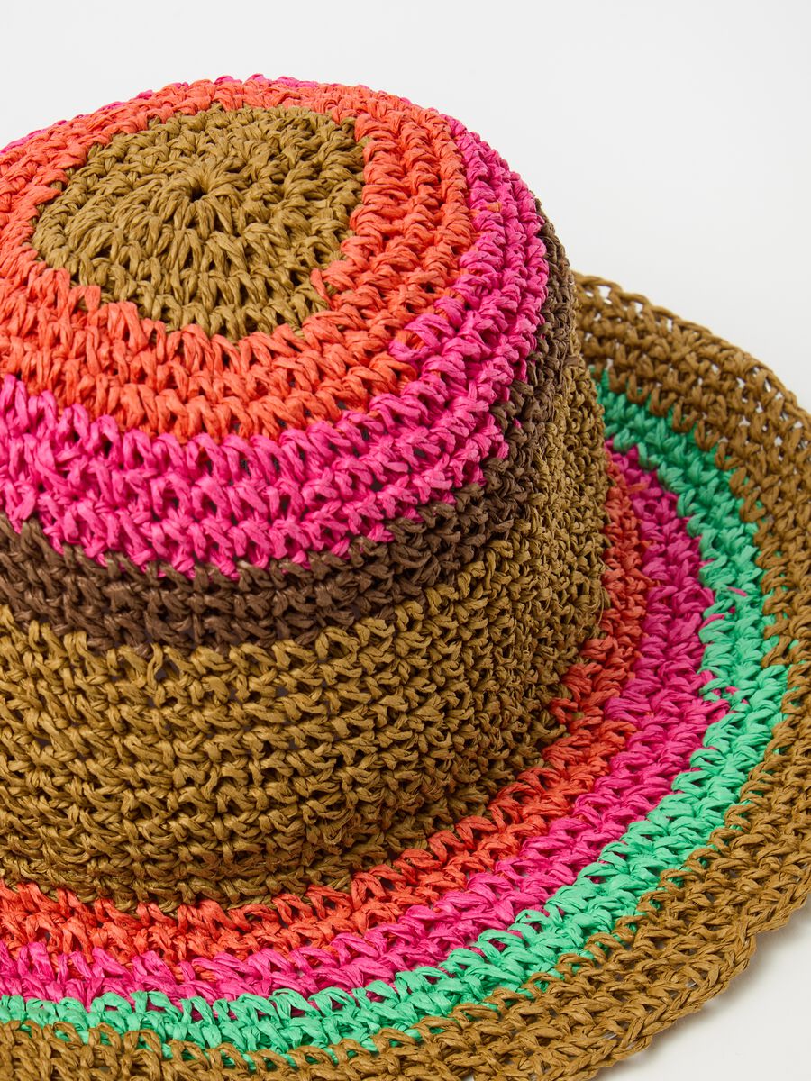 Raffia hat with striped pattern_1