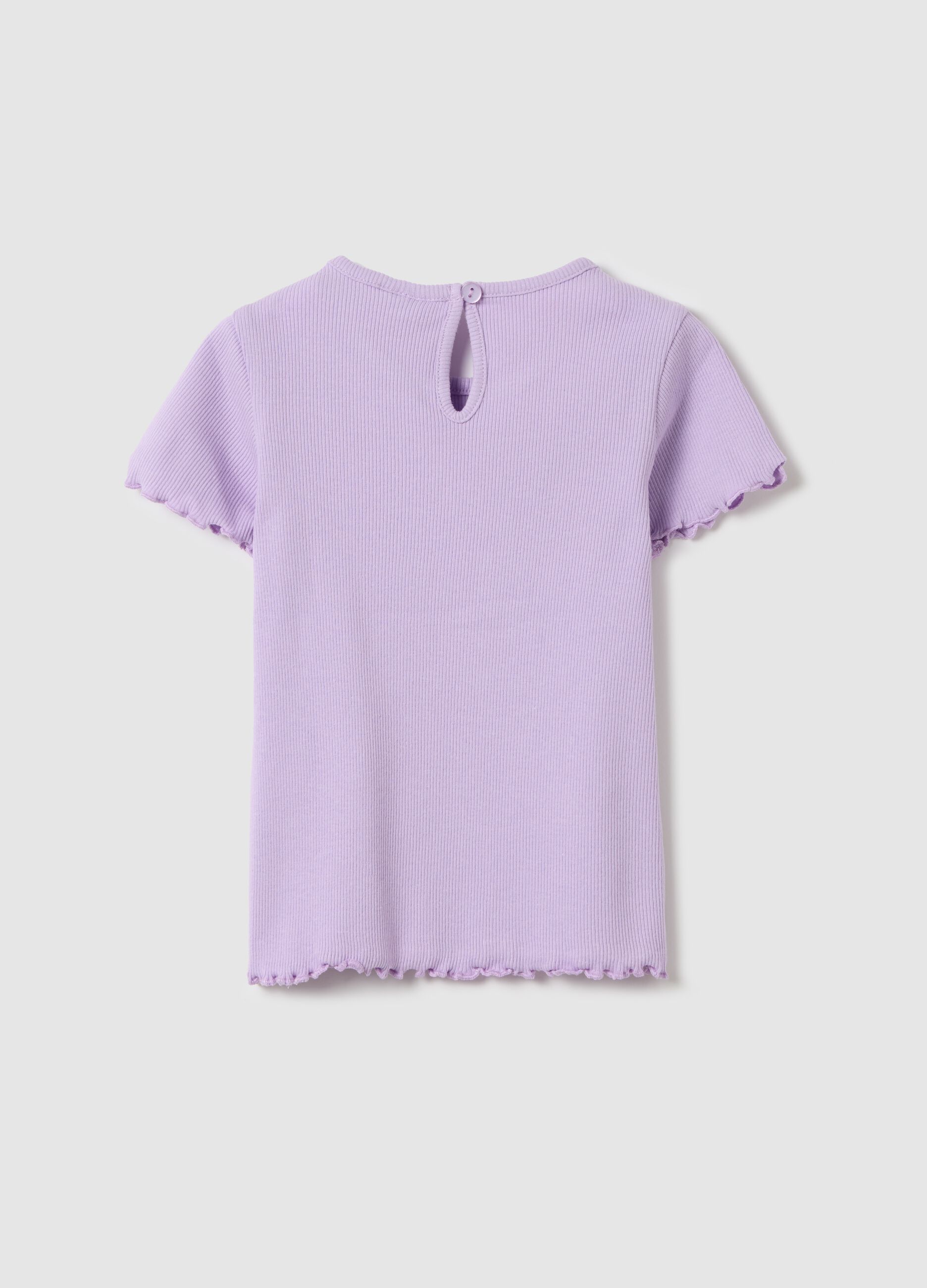 Lilac ribbed T-shirt with glitter print