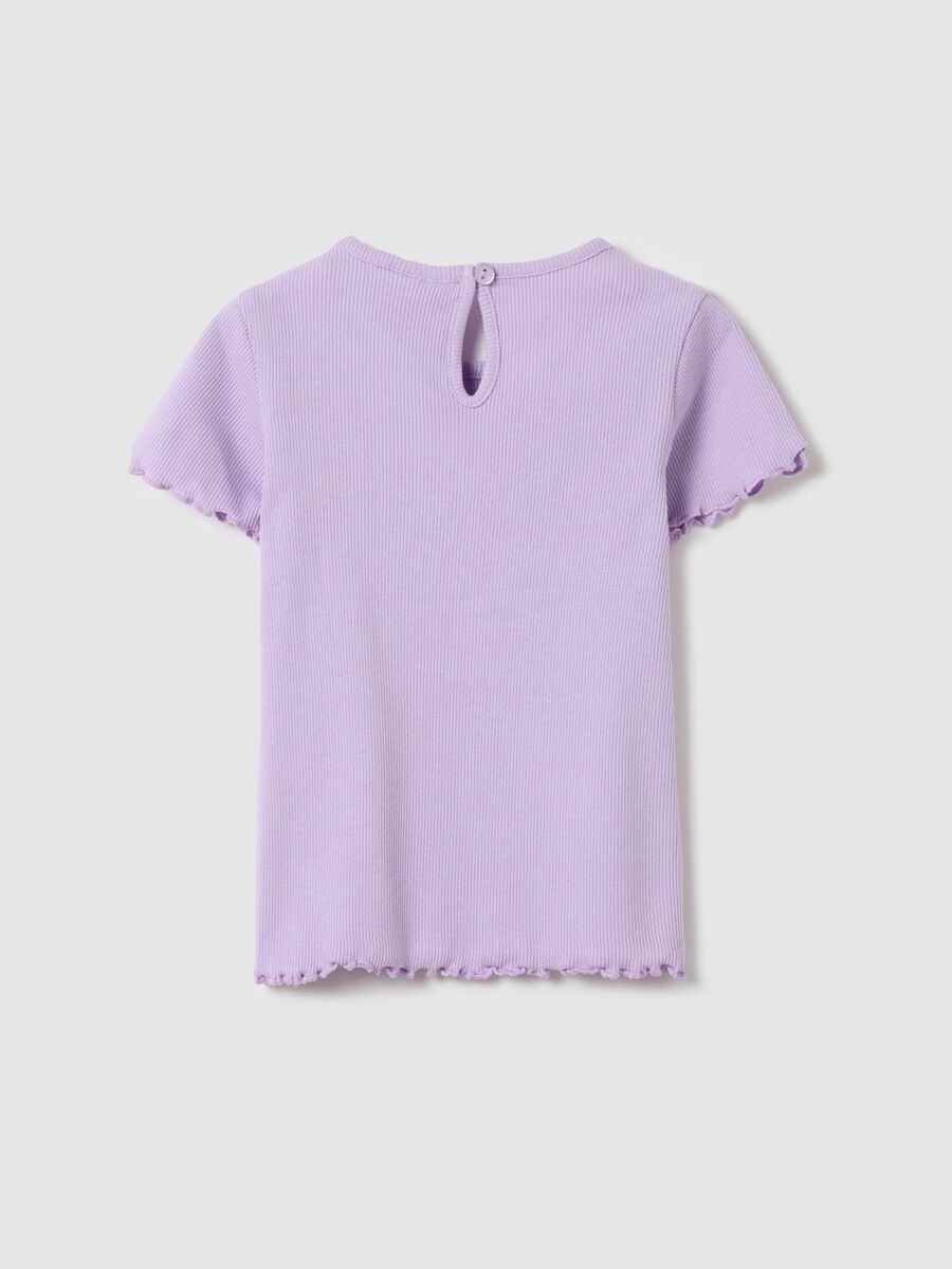 Lilac ribbed T-shirt with glitter print_1