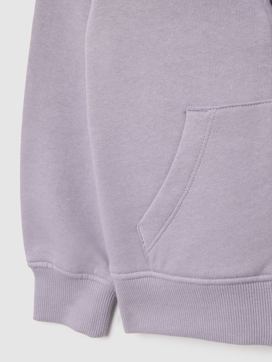 Felpa da bambina in puro cotone viola regular fit con zip e cappuccio_3