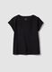Black pure cotton T-shirt with Broderie Anglaise lace insert_0