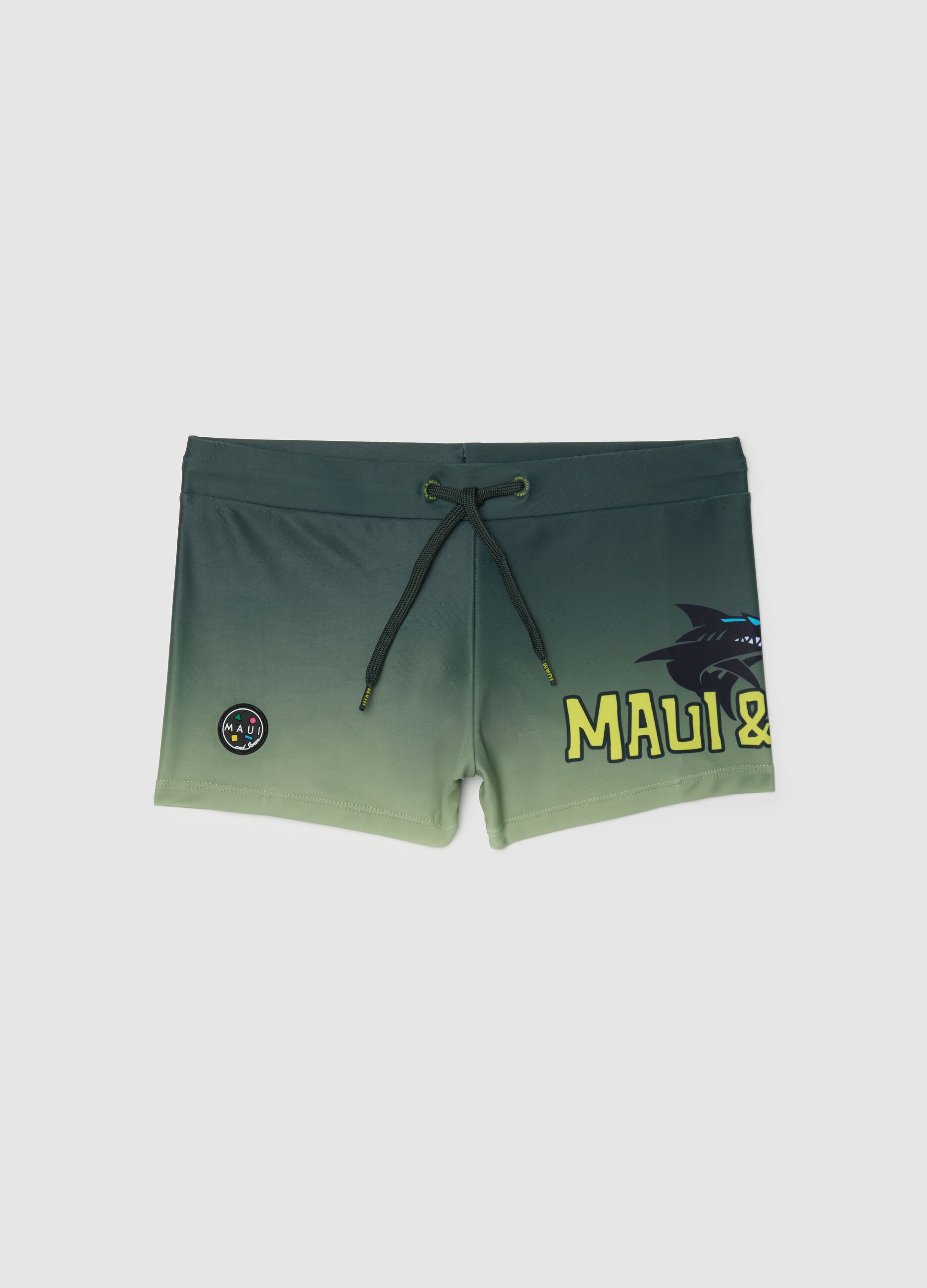 Multicolour stretch blend boys' swimsuit with shark print