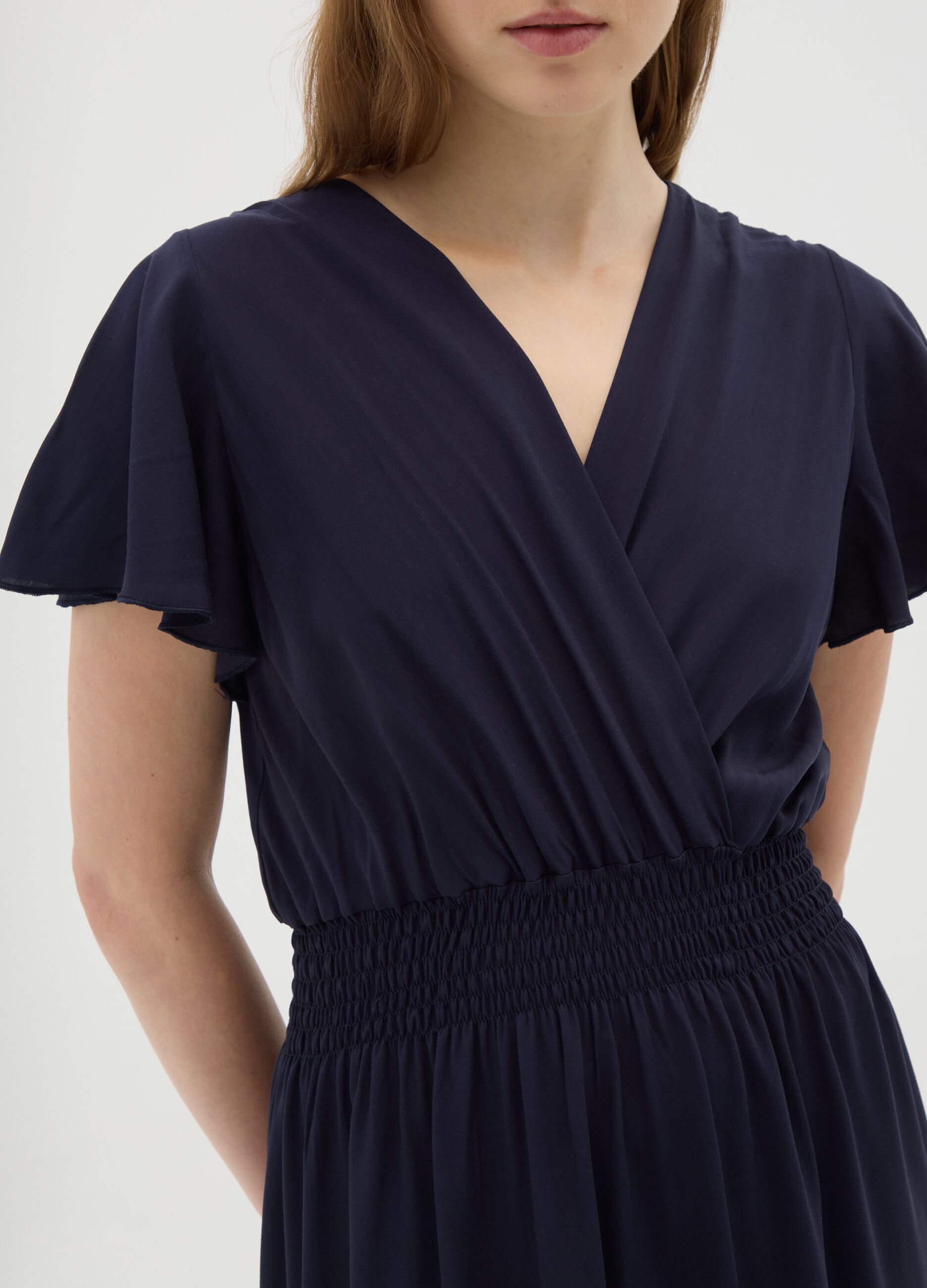 Abito lungo da donna in puro viscosa blu regular fit