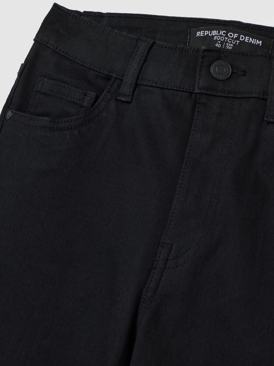 Black Cotton Blend Bootcut Jeans_5