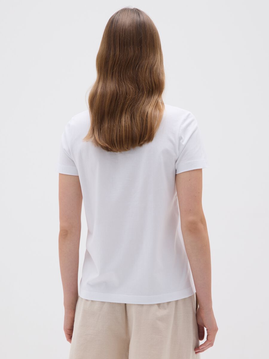 Women's pure white cotton regular fit T-shirt_2