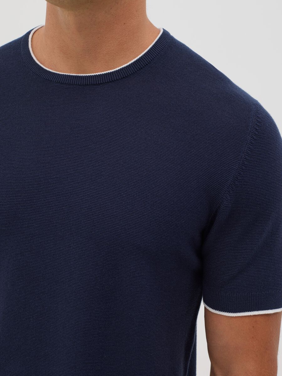 Blue Cotton Short Sleeve T-Shirt_3