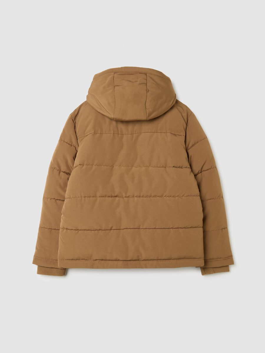 Boy's padded jacket in brown fabric, regular fit_1