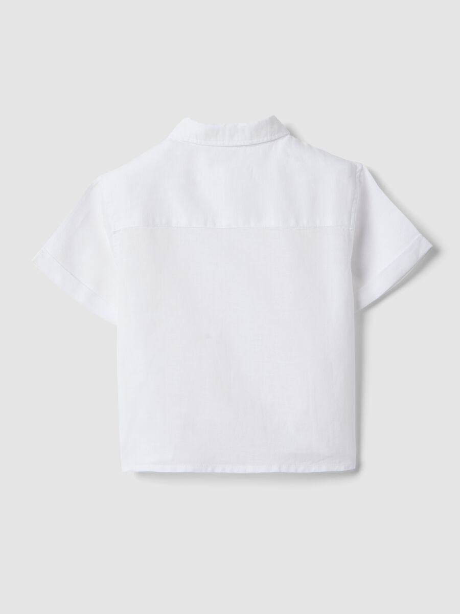 Camicia in misto lino e cotone bianca da bimbo regular fit_1