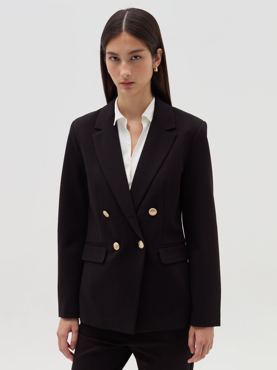 Blazer doppiopetto con bottoni dorati_0
