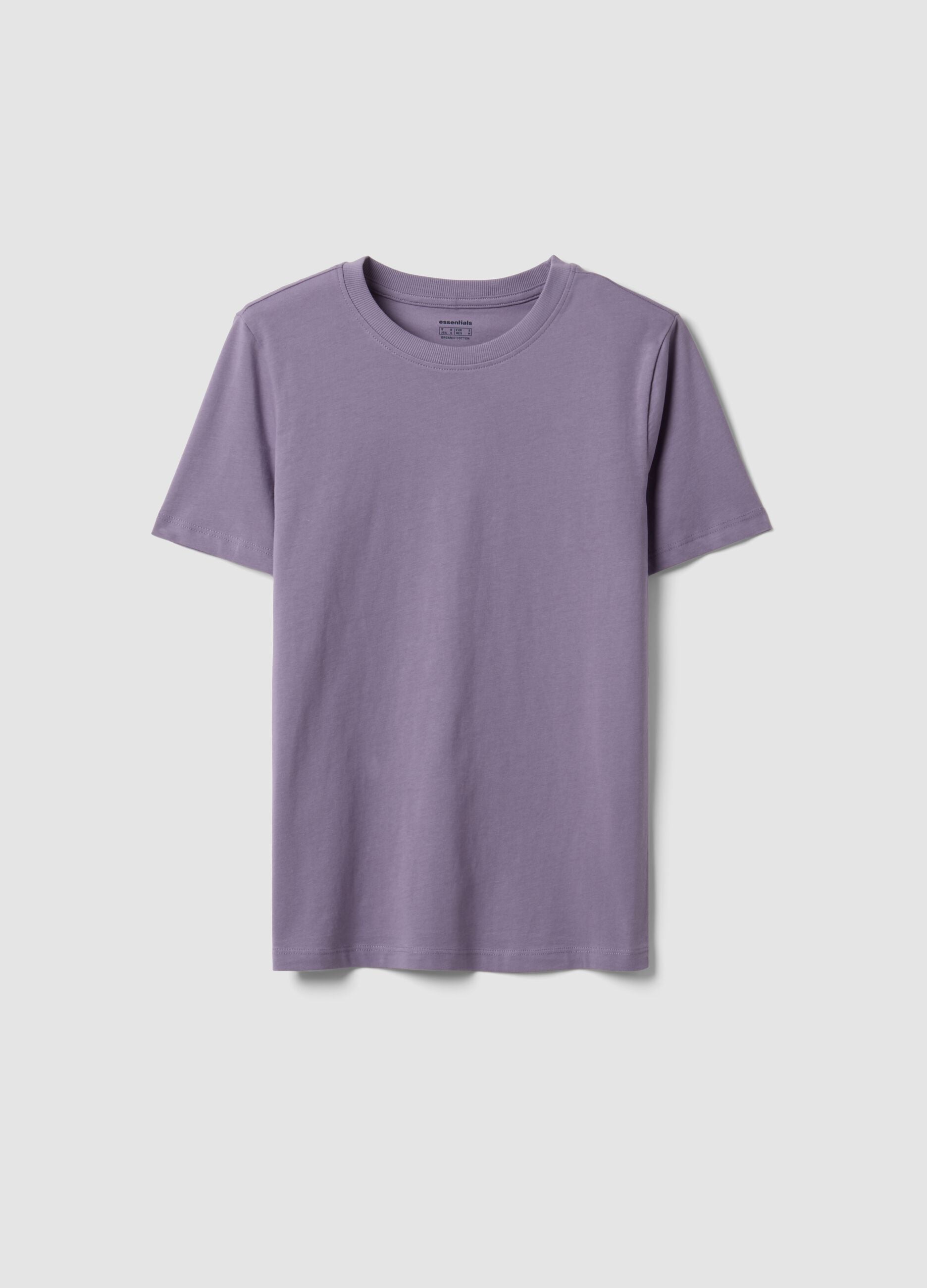 Purple organic cotton crew-neck T-shirt, regular fit