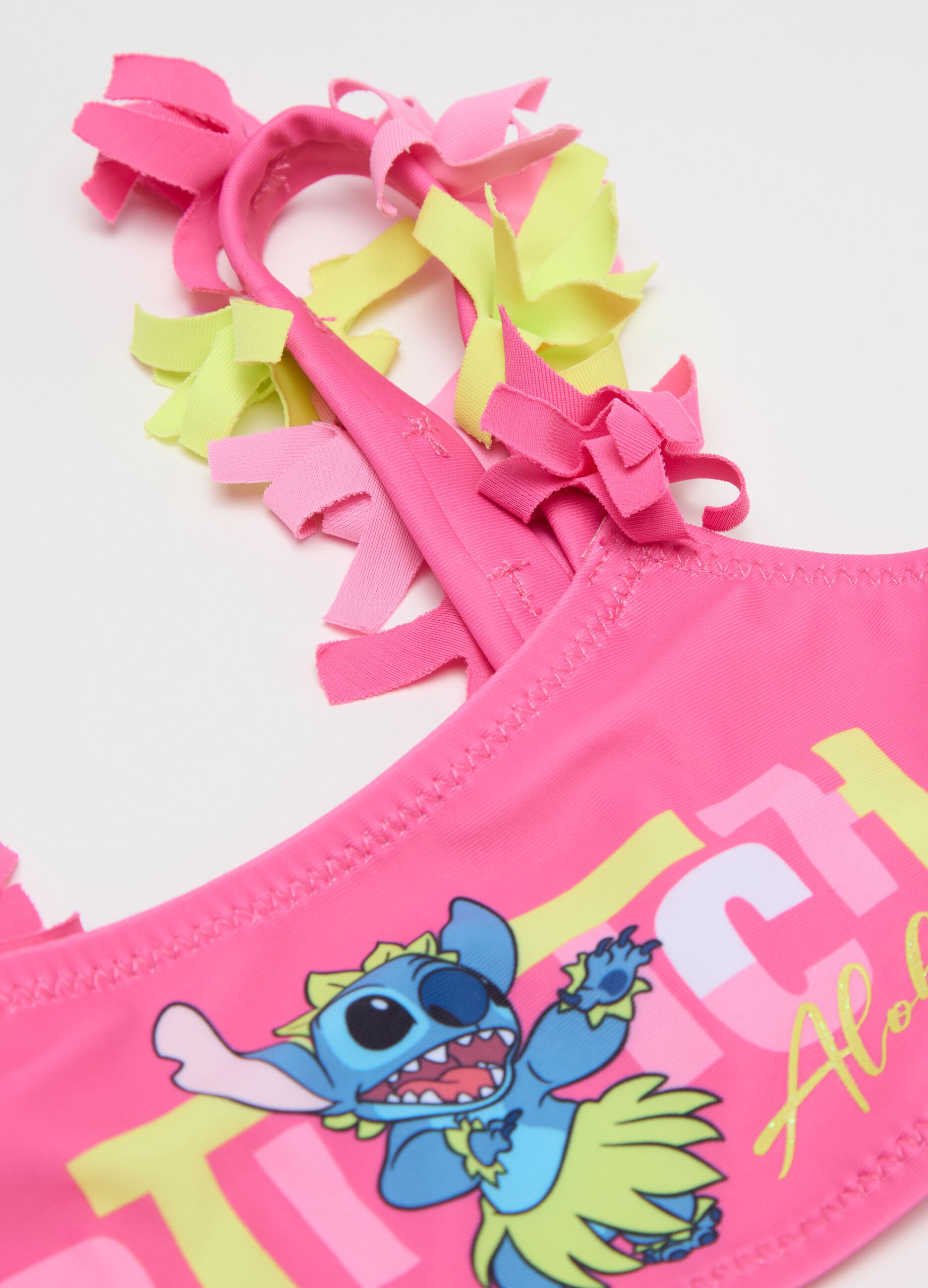 Multicoloured regular fit girls' swimsuit with Stitch print