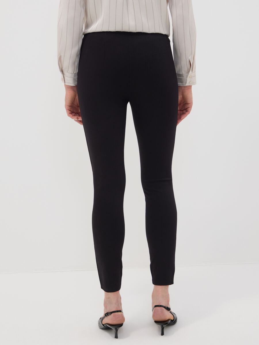 Leggings neri in punto Milano di viscosa elasticizzata slim fit_2